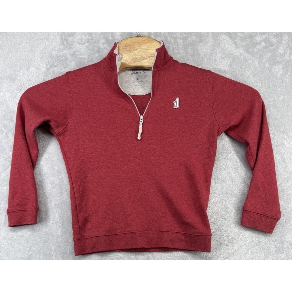 Johnnie-O 1/4 Zip Cotton Pullover Heather Red Boys Size 8